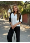 Kadın Uzun Kollu çift Renk Detay Modal Kumaş Ikili Takım