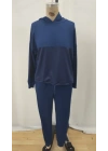 bysoca Kadın Kapüşonlu Renk Bloklu Sweatshirt Paçası Lastikli Cepli Jogger Eşofman Takım - Lacivert