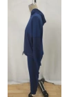 bysoca Kadın Kapüşonlu Renk Bloklu Sweatshirt Paçası Lastikli Cepli Jogger Eşofman Takım - Lacivert