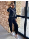 Kadın Uzun Kollu Kapüşonlu Oversize Sweat Ve Pantolon Ikili Takım
