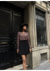 Kadın Uzun Kollu Kruvaze Yaka Krep Mini Boy Elbise