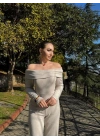 Kadın Uzun Kollu Madonna Yaka şardonlu Kaşkorse Tulum