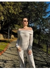 Kadın Uzun Kollu Madonna Yaka şardonlu Kaşkorse Tulum