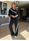 Kadın Uzun Kollu Omuz Dekolteli çapraz Ribana Detay Bluz Ve Pantolon Ikili Takım