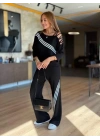 Kadın Uzun Kollu Omuz Dekolteli çapraz Ribana Detay Bluz Ve Pantolon Ikili Takım
