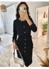 bysoca Kadın Günlük Sandy Kumaş Drabe Yaka Belinde Tül Detaylı Midi Boy Elbise - Kahve