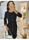 bysoca Kadın Günlük Sandy Kumaş Drabe Yaka Belinde Tül Detaylı Midi Boy Elbise - Kahve