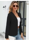 Kadın Uzun Kollu önü Açık Ithal Krep Blazer Ceket