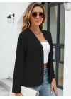 Kadın Uzun Kollu önü Açık Ithal Krep Blazer Ceket