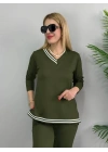 Kadın Uzun Kollu Ribana Detay Viskon Iki Iplik Ikili Takım