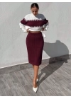 Kadın Uzun Kollu Triko Etekli Takım