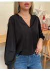 Kadın Uzun Kollu V Yakalı Sandy Bluz
