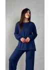 Kadın Uzun Kollu Yaka Ve Büzgü Detay Tunik Ve Pantolon Ikili Takım