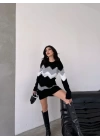 Kadın Uzun Kollu Zigzag Desen Triko Elbise