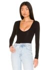 bysoca Kadın Siyah Geniş U Yaka Uzun Kollu Vücudu Saran İpek Jarse Tanga Basic Bodysuit