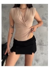 Kadın Vizon Vatkalı Çıtçıtlı Bodysuit