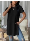 Kadın Yandan Yırtmaçlı Sandy Kumaş Bluz