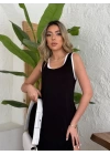 Kadın Yırtmaç Detaylı Viskon Kumaş Maxi Boy Cepli Iç Dahil Ikili Elbise