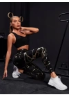 Kadın Yüksek Bel Desenli Spor Tayt