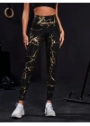 Kadın Yüksek Bel Desenli Spor Tayt