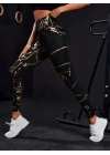 Kadın Yüksek Bel Desenli Spor Tayt
