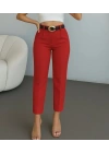 Kadın Yüksek Bel Gipe Detay Dar Paça Kısa Pantolon