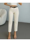 Kadın Yüksek Bel Gipe Detay Dar Paça Kısa Pantolon