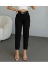Kadın Yüksek Bel Gipe Detay Dar Paça Kısa Pantolon