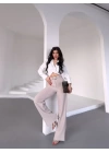 Kadın Yüksek Bel Krep Kumaş Full Likralı Ispanyol Paça Kemer Dahil Pantolon