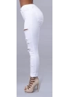 Kadın Yüksek Bel Lazer Yırtık Desenli Kot Pantolon