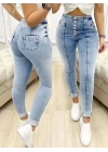 Kadın Yüksek Bel önden Düğmeli Jean Pantolon