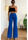 Kadın Yüksek Bel Parça Detay Bol Paça Pantolon