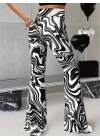 Kadın Yüksek Bel Zebra Desenli Tayt