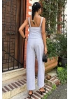 Kalın Askılı Bluz Pantolon Keten Takım 10187
