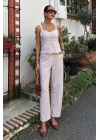 Kalın Askılı Bluz Pantolon Keten Takım 10187