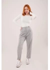 Kapama Cep Detaylı Gri Pantolon