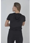 Kapşonlu Slim Fit T-shirt - Siyah