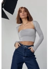 Kara Yaka Uzun Kollu Crop - Taş