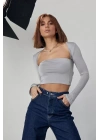 Kara Yaka Uzun Kollu Crop - Taş
