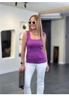 Kare Yaka Kalın Askılı Beyaz Triko Bluz