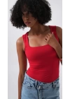 Kare Yaka Kalın Askılı Bodysuit