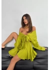 Kayık Yaka Uzun Kol Crop