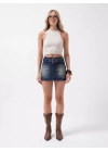Kemer Detay Denim Mini Etek