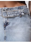 Kemer Detay Denim Mini Etek