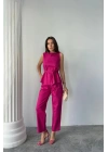 KETEN BLUZ - PANTOLON TAKIM MASSİMO MODELSCREAT KUMAŞ - Fuşya