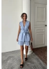KETEN YELEK - ŞORT TAKIM - Mavi