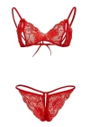 Kırmızı Dantelli Fantazi Sütyen ve G-String Takım TM2048