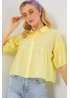 Kısa Kol Crop Gömlek 20335 - Sarı