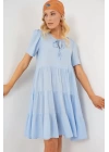 Kısa Kol Kısa Elbise 2554 - Mavi