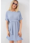 Kısa Kol Mini Ayrobin Elbise 2572 - Mavi